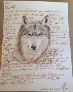 Krafttier Wolf mit Text